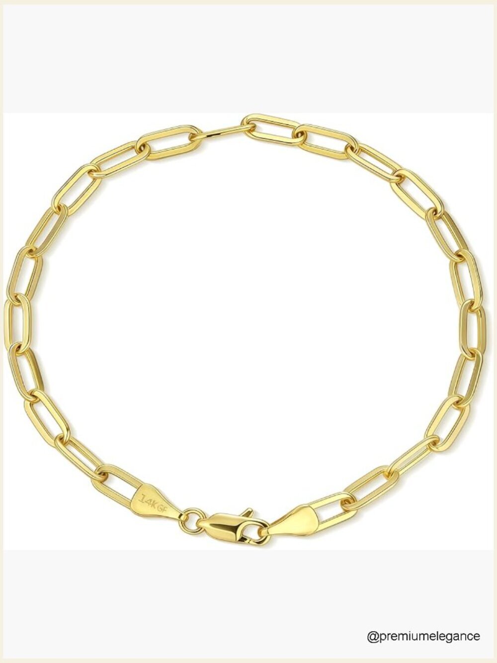 14K Gold Filled Paperclip Bracelet Hypoallergenic Non-Tarnish Link Bracelet